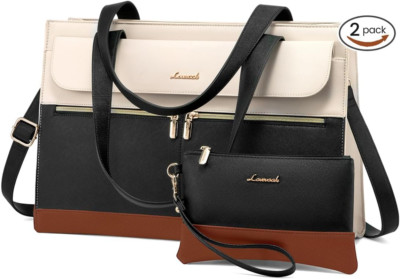LOVEVOOK Laptop Bag for Women 15.6 Inch Laptop Tote Work Bag Professional Leathe