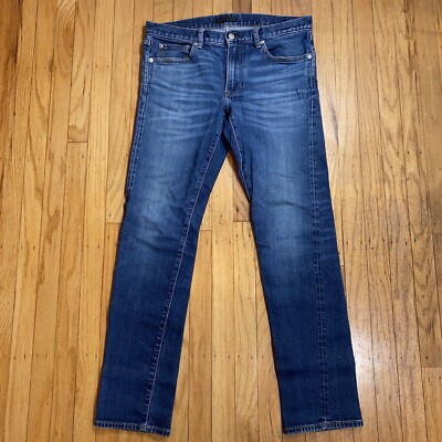 Uniqlo Selvedge Jeans 32 X 32 Slim Straight Blue Stretch Faded