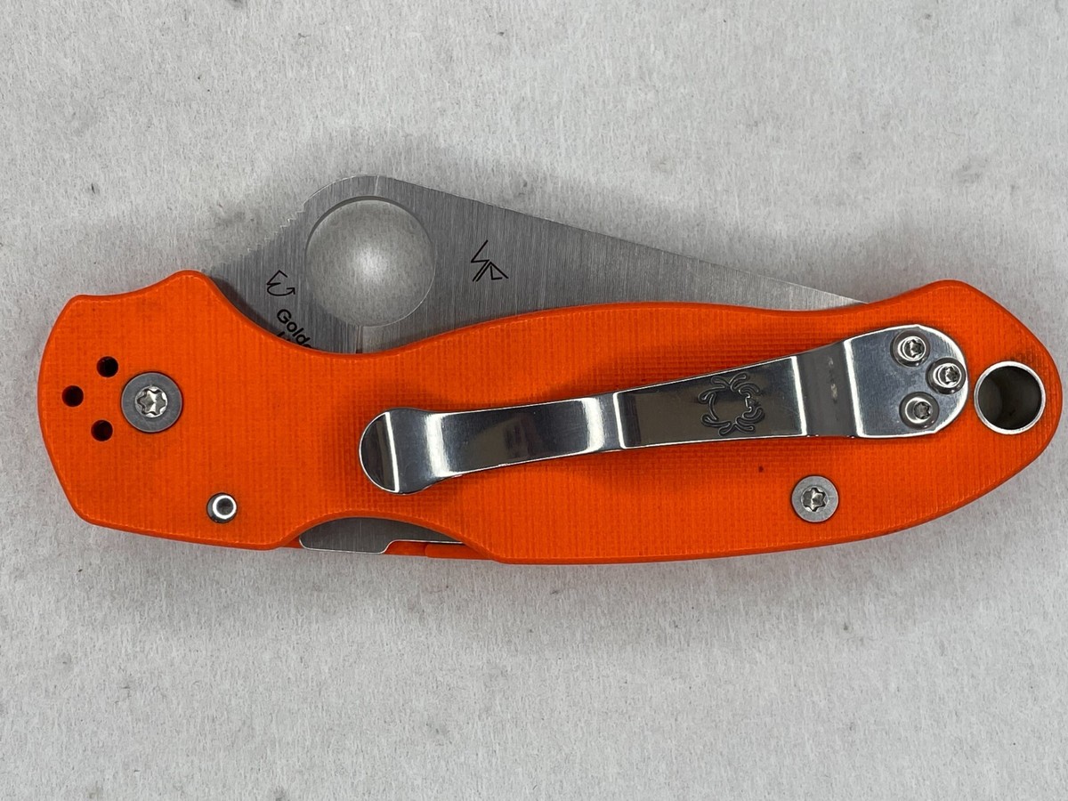 RARE Spyderco Para 3 Orange G10 CTS-XHP Satin Steel Knife C223GPOR