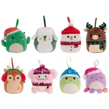 Squishmallows 4" Mini Ornaments Plush Toy Set, Pack of 8