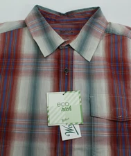 Woolrich Eco Rich Mens XL Desert View Plaid Button Front SS Shirt 