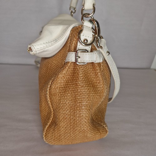 Kate Spade Tan and White Burlap and Leather Shoulder Bag Good Condition Casual - Picture 8 of 24