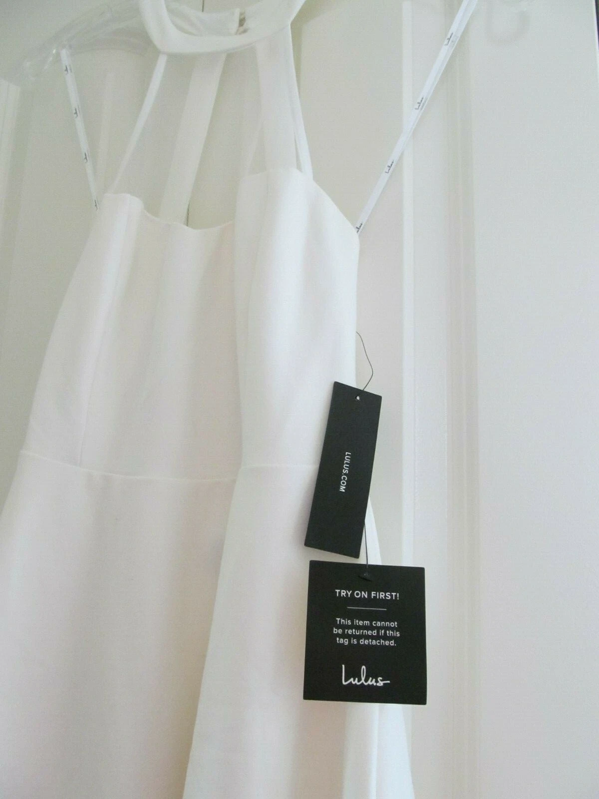 OFF WHITE Abito Lulu's Off White stile Halter svasato taglia S nuovo con etichetta ritagliato dietro