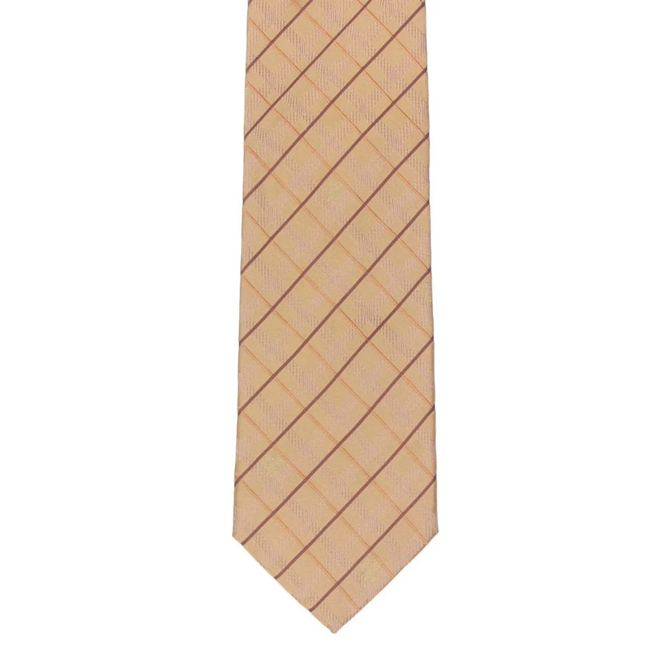 VERSACE Elegant Gold Shimmering Plaid Medusa Head Men's Silk Neck Tie - Image 2 of 4