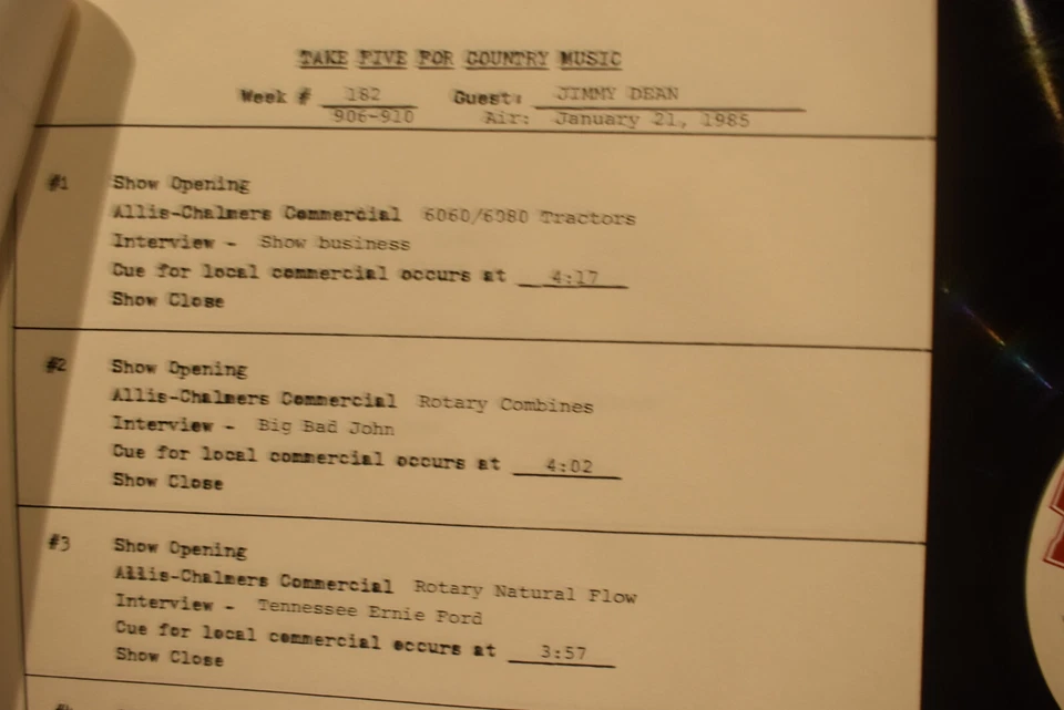 RALPH EMERY INTERVIEWS "TAKE FIVE" RADIO SHOW James Dean/Reba/Dan Seals/M.Murph - Image 4 of 4