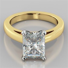 2.00 Ct Emerald Cut Lab Created Diamond Engagement Wedding Ring 14K Yellow Gold