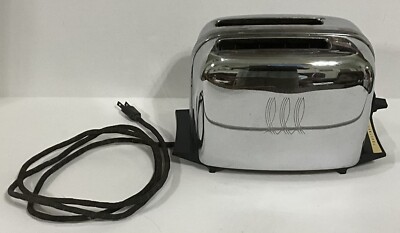 Vintage Toastmaster Model 1B24, 1950s Chrome Automatic Pop Up Toaster Tested +++