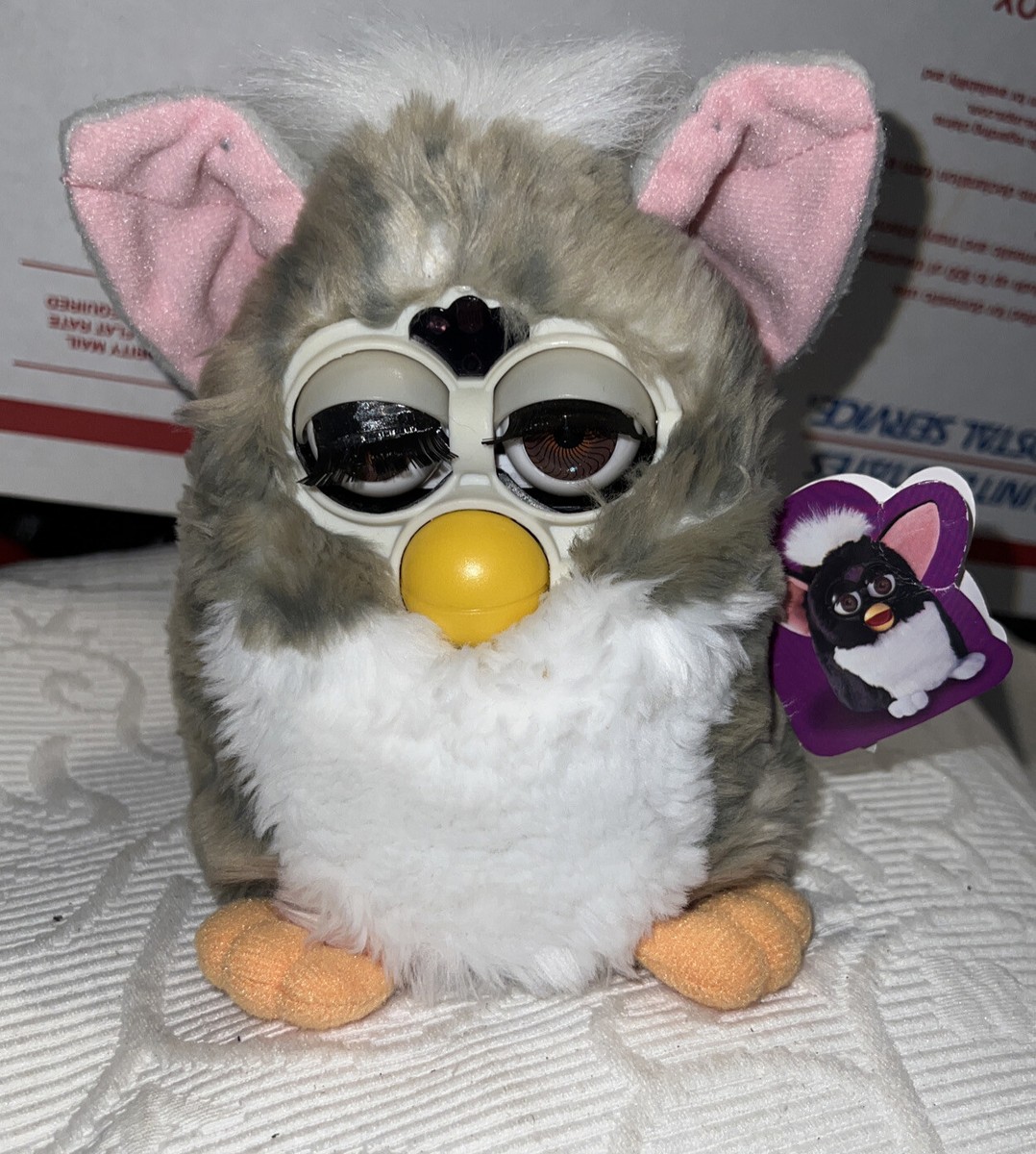 Furby Gray Black Spots Pink Belly Model 70-800 Vintage 1998 non
