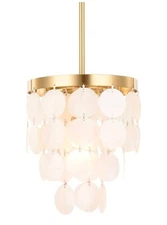 ALICE HOUSE Mini Pendant Light for Kitchen Island Capiz Brass Modern Pendant
