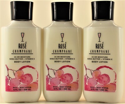 QTY 3 - Bath & Body Works ROSE CHAMPAGNE Body Lotion Moisturizer Cream 8oz