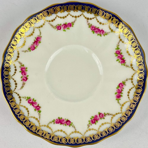 Antique Cauldon Tea Cup & Saucer Gold Gilt c1904 English Porcelain Rose Garland - Picture 3 of 14