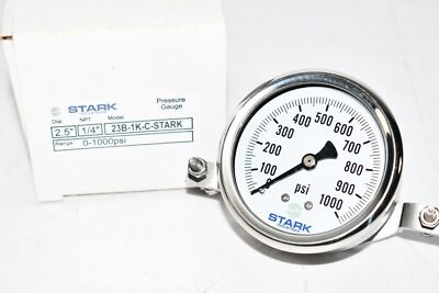 #ad NEW Stark Industries 23B 1K C Pressure Gauge 2.5#x27;#x27; 2 1 2#x27;#x27; 0 1000 psi 1 4#x27;#x27; NPT $30.98