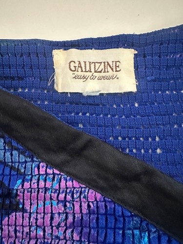 Galitzine 80's Vintage Blue Metallic Batwing Slinky Faux Chainmail Jumper - Picture 6 of 7