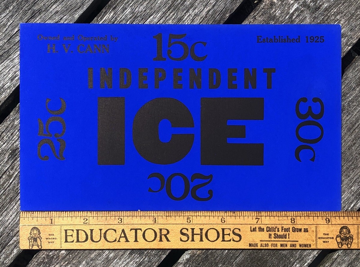 Vintage ICE DELIVERY SIGN Independent Ice Co. NEW ENGLAND