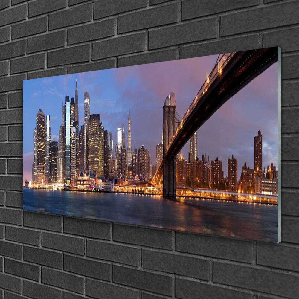 Image sur verre Tulup 100x50 cm finition brillante motif pont de ville panoramique