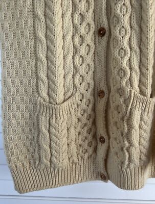 John Molloy Handknit Wool Fisherman Cardigan Sweater Donegal 