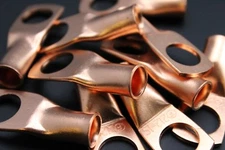 COPPER BATTERY LUGS RING TERMINALS #10 1/4 5/16 3/8 1/2 CRIMP SOLDER AWG LOT