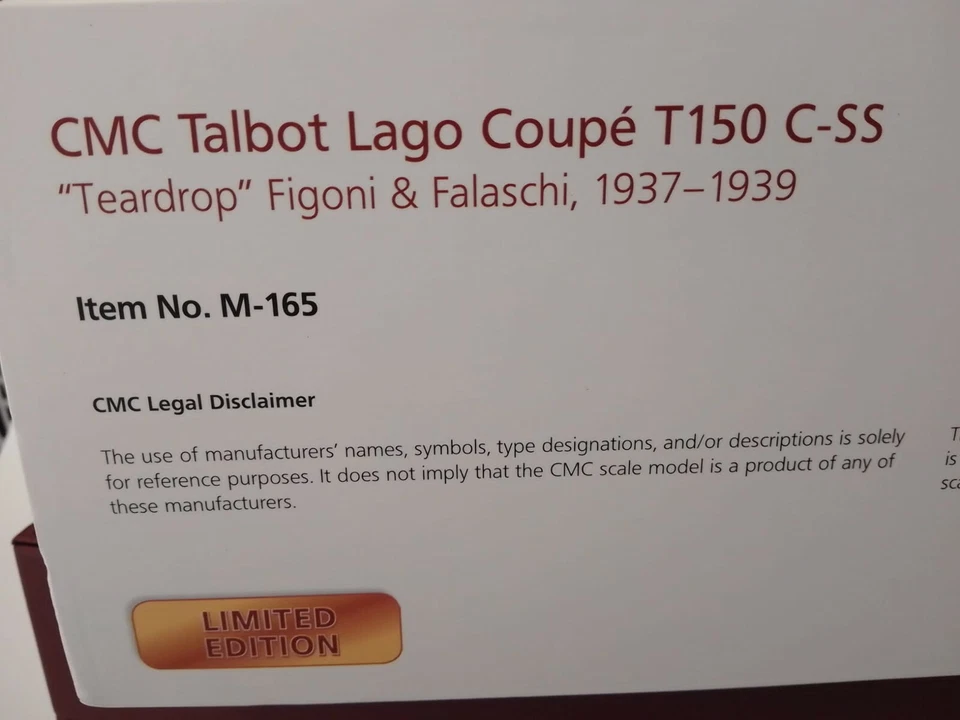 CMC Talbot Lago Coup� T150C-SS Teardrop Figoni & Falaschi 1937 1939 1/18 M-165 - Immagine 3 di 3