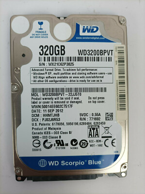 WD Scorpio Blue 320gb WD3200BPVT-22JJ5T0 2060-771820-000 REV A HDD 2.5 SATA 93
