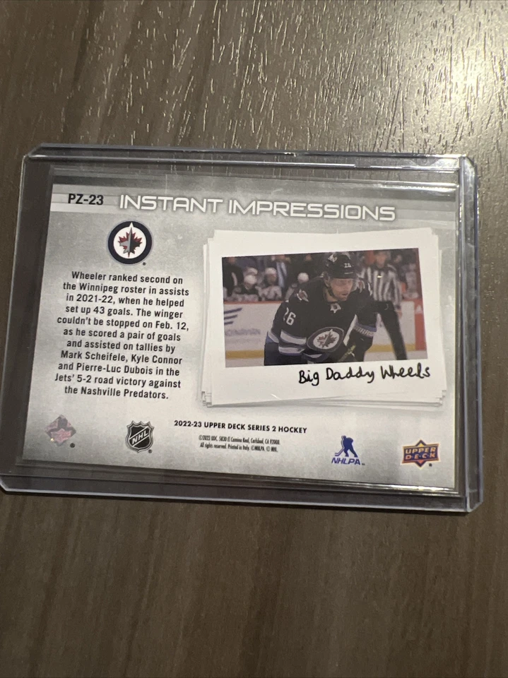 Apodo UD Instant Impressions 2022-23 #PZ23 Blake Wheeler Big Daddy Wheels Foto 2 de 2