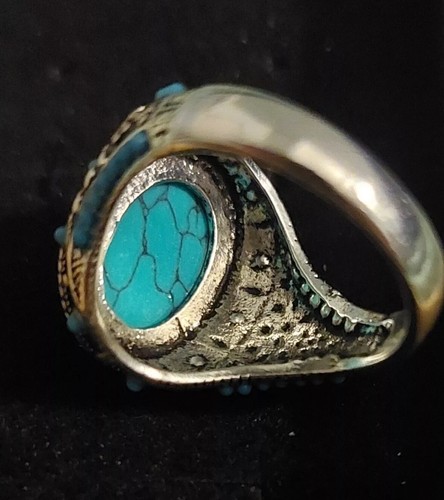 Anillo Boutique Chapado en Plata Elegante Dijes Turquesa Talla 8 4️⃣ - Imagen 8 de 9