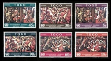 Togo 1967 - Disarmament, United Nations Mural, Peace - Set of 6v - C73-78 - MNH