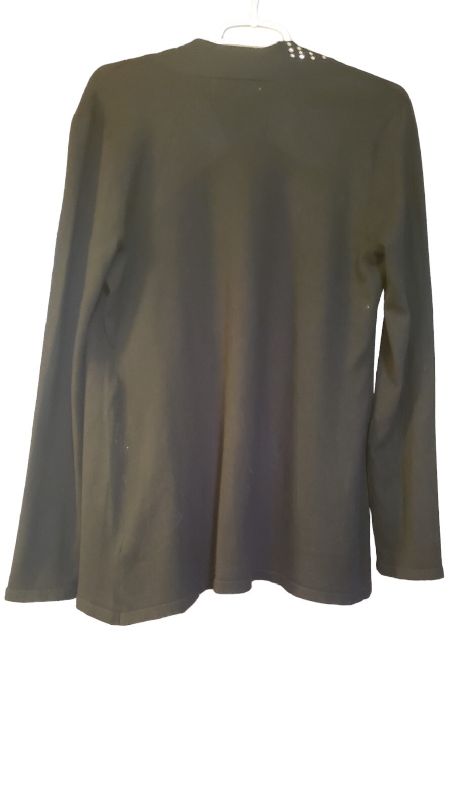 Carolyn Taylor Womems Black With Rhinestone Open Front Cardigan Size Medium M image 2
