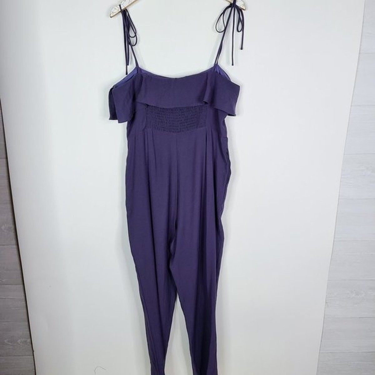 TULAROSA Jumpsuit Womens Extra Large XL Blue Ruffle Pockets City Sleeveless