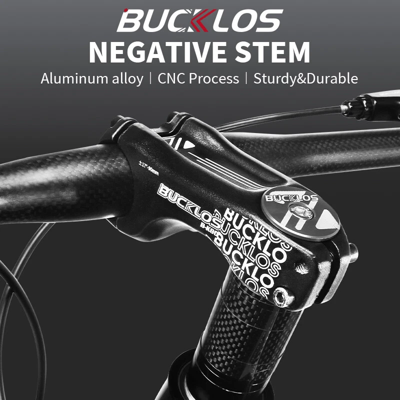 BUCKLOS Bike Stem 31.8mm/28.6mm MTB Road Cycling 90mm Handlebars ±17 degree Flat - Image 2 of 4