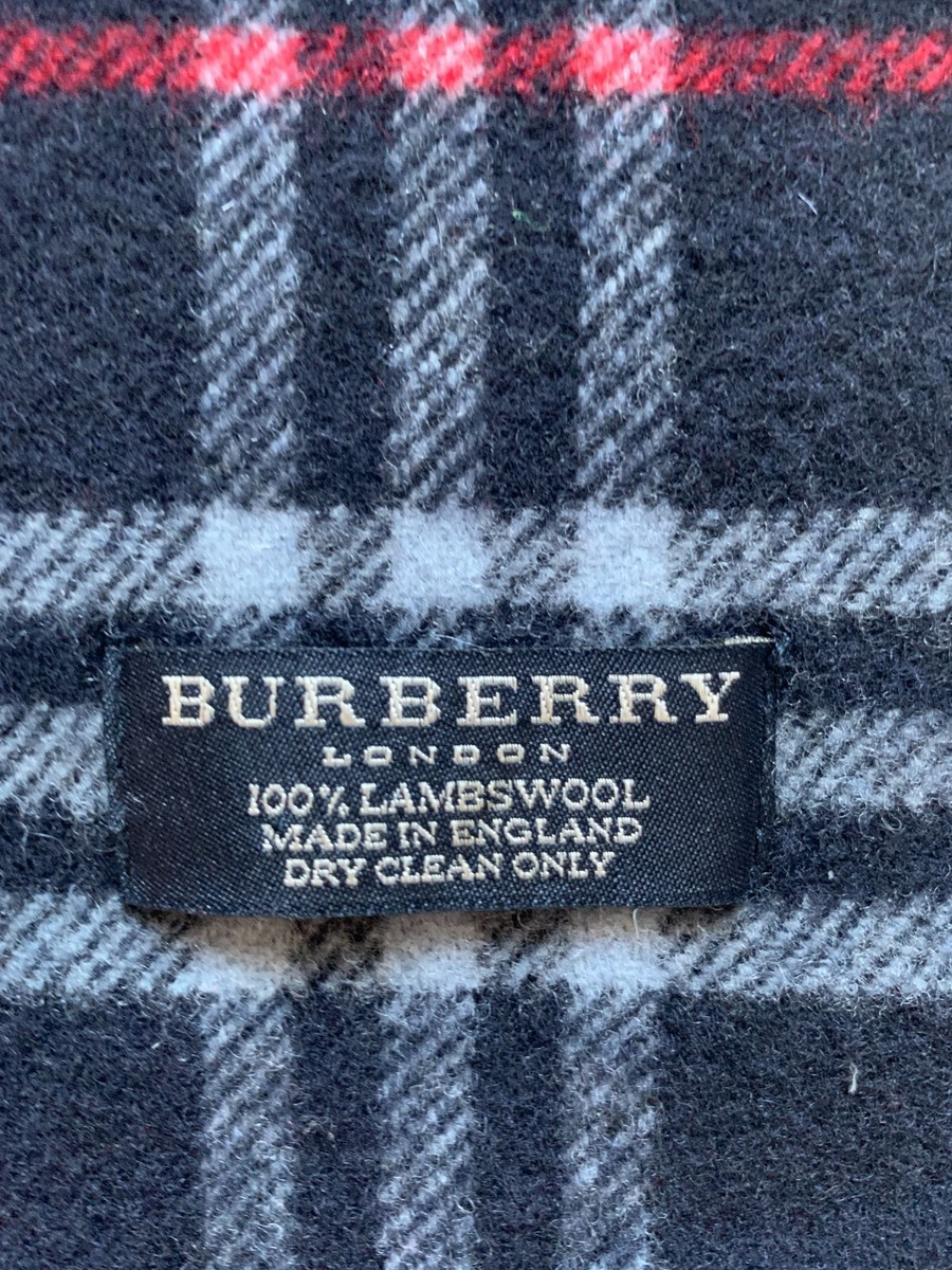 $350 Burberry Vintage Scarf Classic Nova Check Navy Blue 100