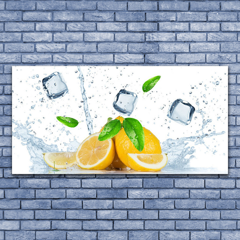 Tableau en plexiglas de qualité supérieure 140x70 cm motif de rondelles de lime et glaçons