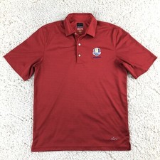 Camisa polo de golf Greg Norman Play Dry para hombre mediana a rayas rojas 2016 Ryder Cup