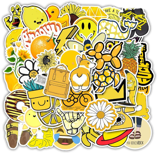 Amazon Cute Stickers For Hydroflasks 50pcs Cute Yellow Aesthetic