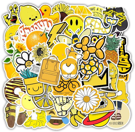 50pcs Cute Yellow Aesthetic Stickers Pack for Hydro Flask Laptop Water Bottles..