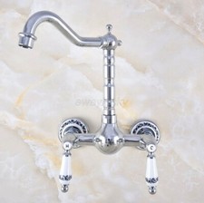 Polished Chrome Brass Kitchen Bathroom Basin Sink Mixer Tap Wall Mount Faucet