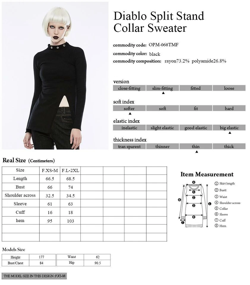 Suéter de lana Punk Rave negro Stand Color Foto 3 de 4