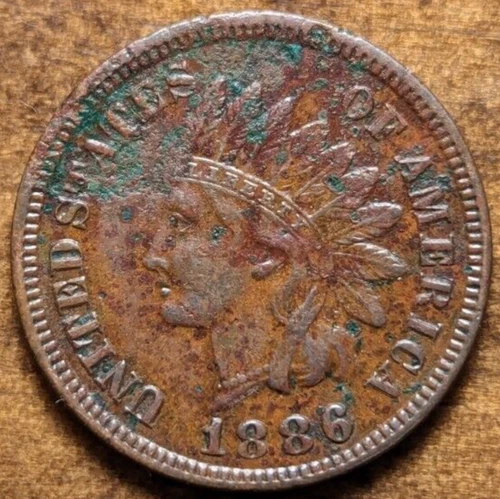 1886 Indian Head Cent Penny Variety Type 1 Extra Fine XF Corrosion Sharp Details