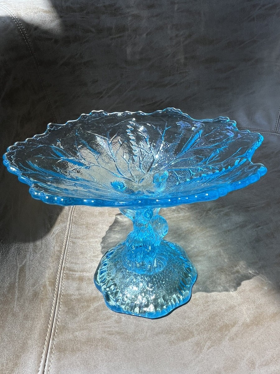 Vtg Antique Portieux Vallerysthal Glass French Tree Of Life Blue