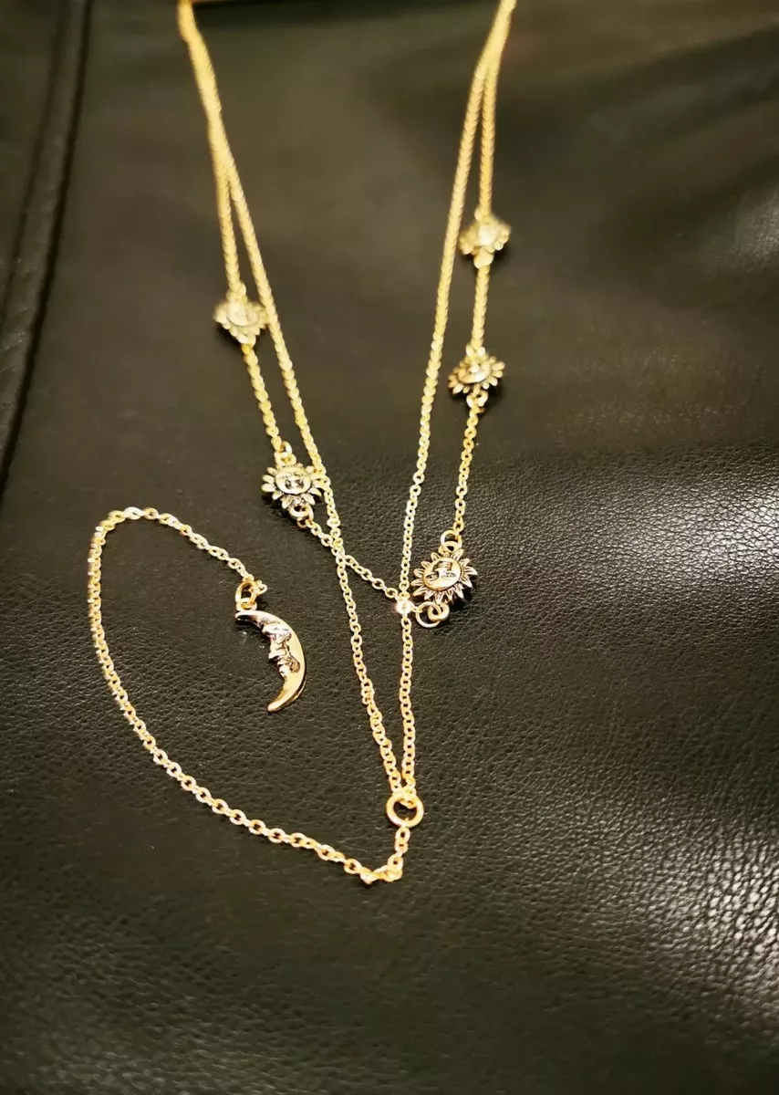 S11 Urban Oufitters Mystic Moon Sun Celestial Layered Long Necklace RRP 16
