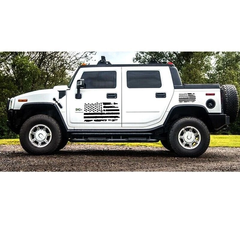 Juego de 2 calcomanías deportivas de vinilo con bandera americana envejecida de EE. UU. capó camión remolque RV Foto 3 de 4