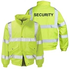 Security Printed Hi Visibility Bomber Jacket Hi Viz Yellow All Sizes Available