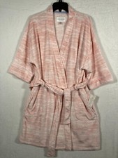 CAROL HOCHMAN Pink Plush Belted Robe Size Large Peach Kimono Wrap Pockets NEW