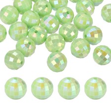 Disco Ball Beads, 50 Pcs 16mm Reflective Round Acrylic, Light Green