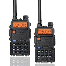 2x Baofeng UV-5R Dual-Band VHF UHF FM Handheld Two-way Ham Radio Walkie Talkie