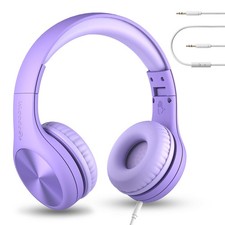 Wired Kids Headphones with Mic Volume Limiting Purple