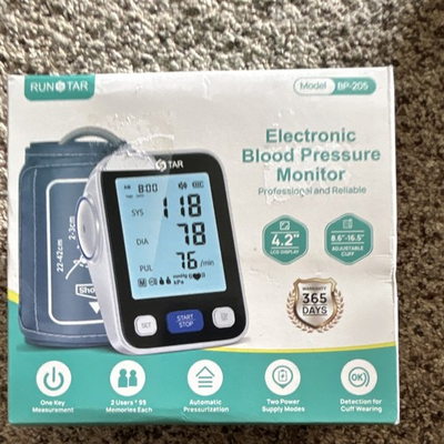 #ad RUNSTAR BP 205 Upper Arm Blood Pressure Monitor LCD Automatic w Cuff USB C $9.60