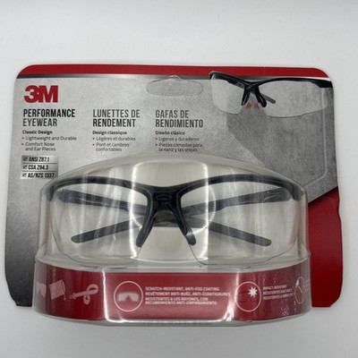 3M Performance Eyewear, Multi-Purpose Design, Black Frame, Clear Lens, 1/Pack