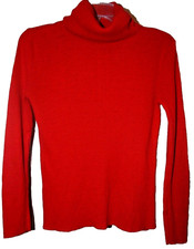 Women's Sweater Ribbed Long Sleeved Turtleneck Red Size Medium