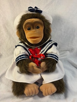 VTG  Hosung Monkey In Sailor Suit 1994 Chimpanzee Stuffed Hand Puppet, Squeaks