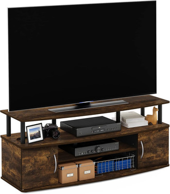 Apartment TV Storage Media Organizer Stand Entertainment Center w Open Shelves